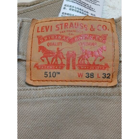 Levis Chinos 505 Mens 38x32 Brown Tan Regular Straight Denim Jeans Pants - Picture 4 of 11